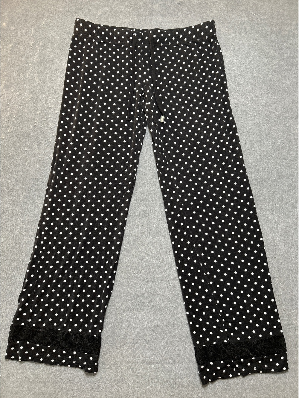 Honeydew Black and White Polka Dot Lounge Pants with Lace Trim Size M
